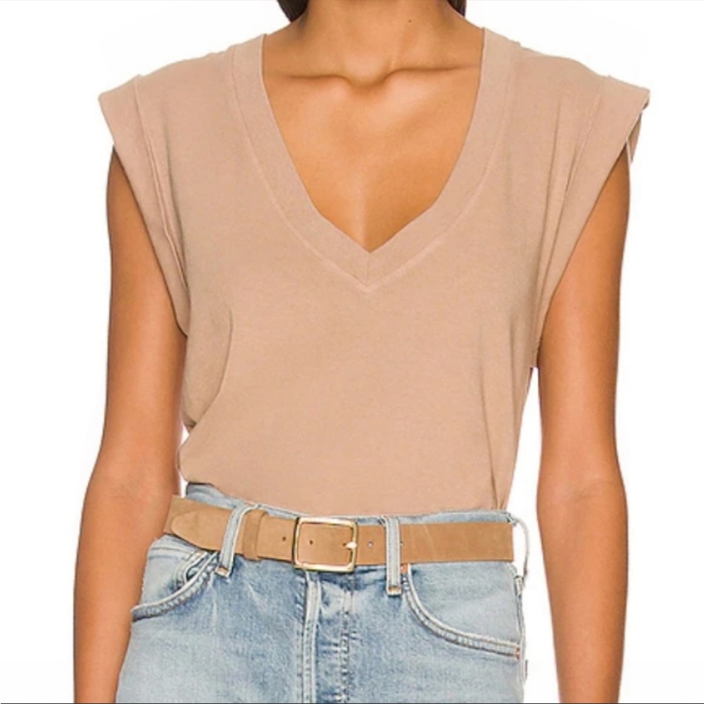 Citizens of Humanity Eugenie V Neck sleeveless Tank Top Tan Medium chaga - Picture 4 of 13